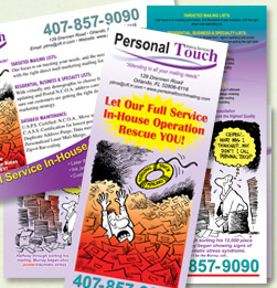 Personal Touch Mailing Services Rack Card Design & Post Card Design